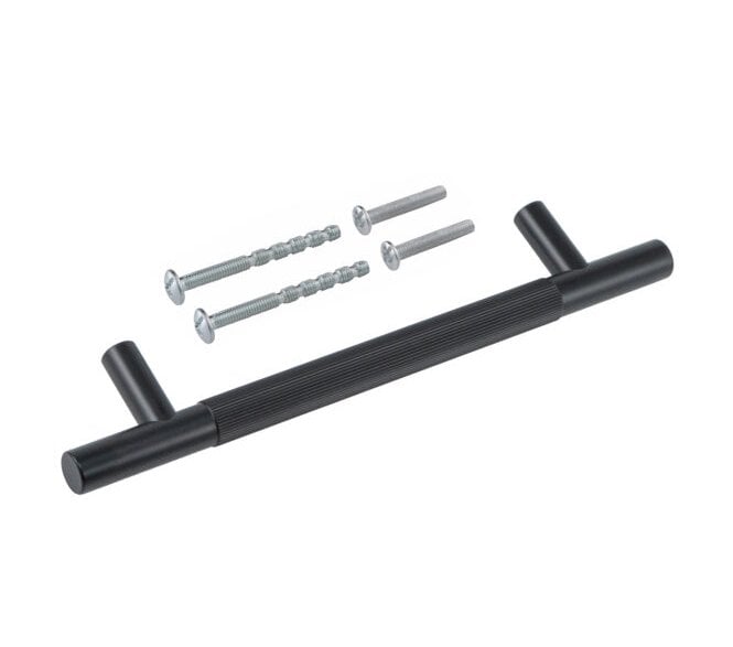 Eclipse Linear Knurled Cabinet Pull Handles - Matt Black