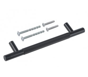 Eclipse Linear Knurled Cabinet Pull Handles - Matt Black