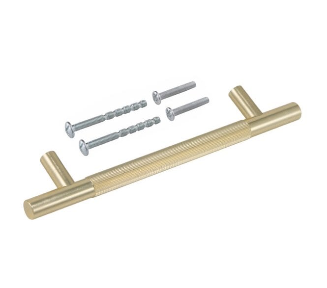 Eclipse Linear Knurled Cabinet Pull Handles - Satin Brass