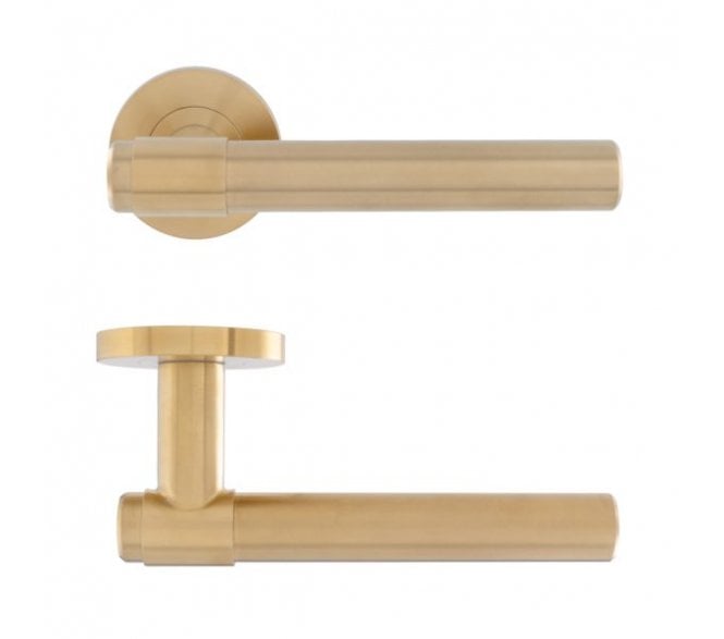Eclipse Ultimate 34355 Collared Fire Rated Lever On Rose - Satin Brass