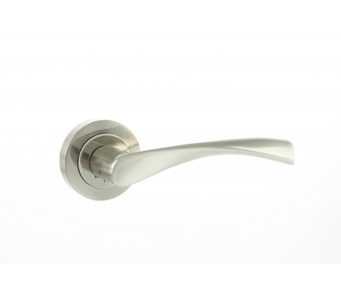 Eco Aqua Aluminium Lever Handle On Rose - Satin Nickel/Polished Nickel