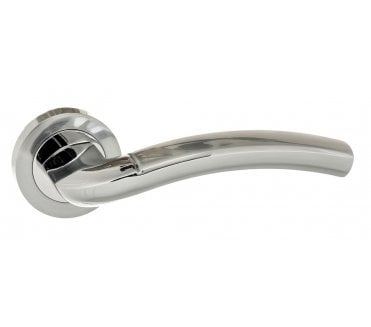 Eco Crest Aluminium Lever Handle On Rose - Satin Chrome/Polished Chrome