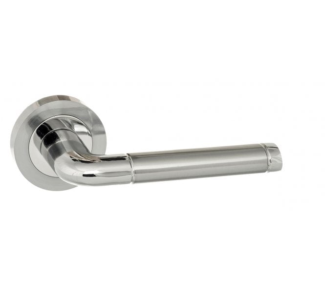 Eco Ocean Aluminium Lever Handle On Rose - Satin Chrome/Polished Chrome