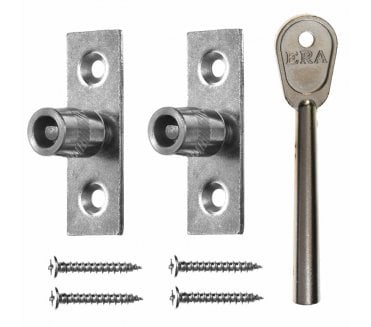 ERA 822 Sliding Sash Window Sash Stops (Pack of 2 + Key) - Silver