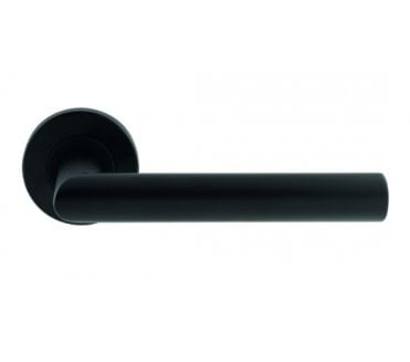 Eurospec CSL1192 Treviri Mitred Door Handle On Rose - Matt Black