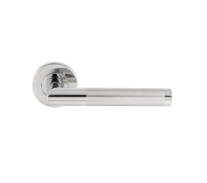 Eurospec CSL1192 Treviri Mitred Door Handle On Rose - Polished/Satin Stainless Steel