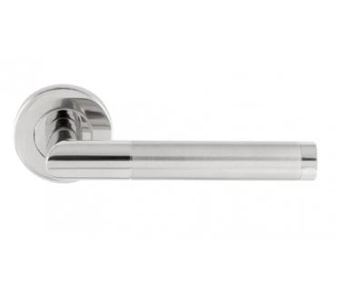 Eurospec CSL1192 Treviri Mitred Door Handle On Rose - Polished/Satin Stainless Steel
