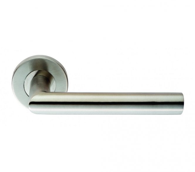 Eurospec CSL1192 Treviri Mitred Door Handle On Rose - Satin Stainless Steel