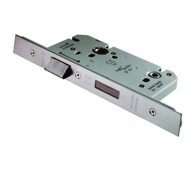 Eurospec DLS7860WC DIN Bathroom Lock, 60mm Backset - Satin Stainless