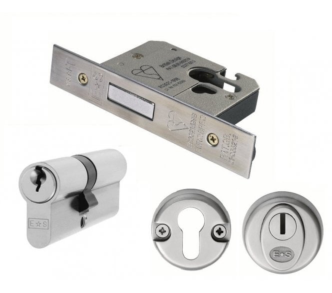 Eurospec EDB BS8621 Euro Mortice Deadlock + Cylinder (Key/Key) + Escutcheons Set