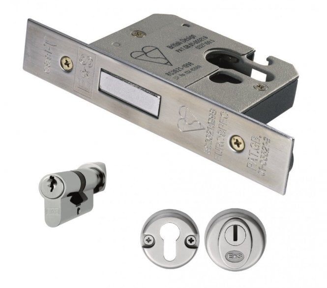 Eurospec EDB/CT BS8621 Euro Mortice Deadlock + Cylinder/Turn + Escutcheons Set