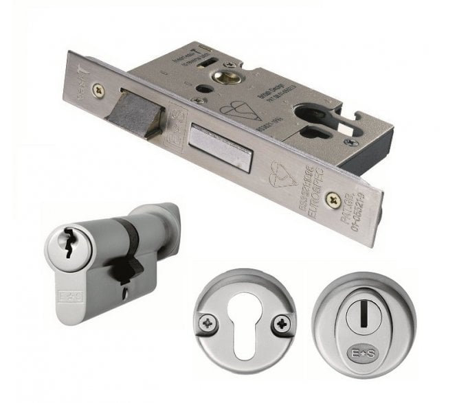 Eurospec ESB5030/CT BS8621 Euro Mortice Sashlock + Cylinder/Turn + Escutcheons Set