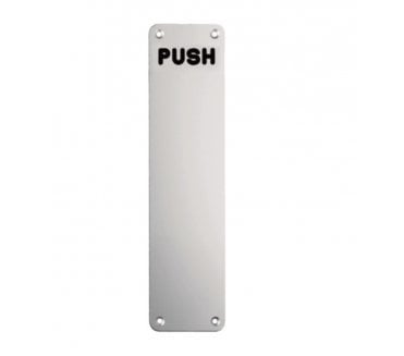 Eurospec FPP Stainless Steel Finger Plate - Engraved PUSH - Satin Stainless Steel