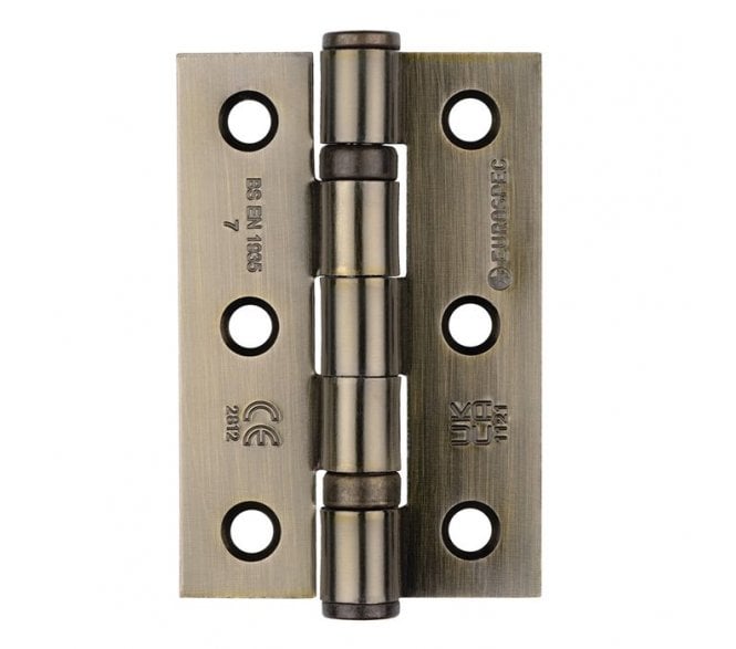 Eurospec HIN1322 76x51mm Grade 7 Ball Bearing Butt Hinges (Pair) - Antique Brass