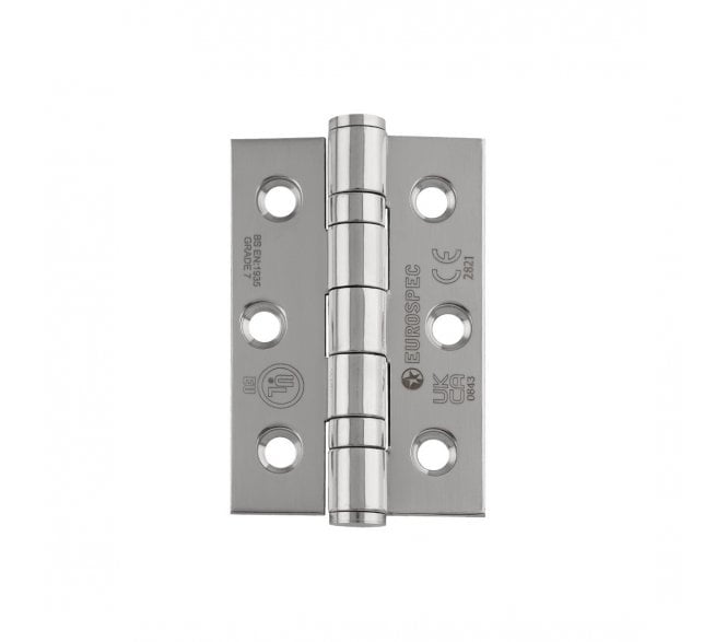 Eurospec HIN1322 76x51mm Grade 7 Ball Bearing Butt Hinges (Pair) - Polished Stainless Steel