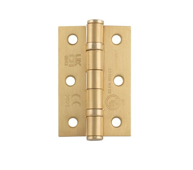 Eurospec HIN1322 76x51mm Grade 7 Ball Bearing Butt Hinges (Pair) - Satin Brass