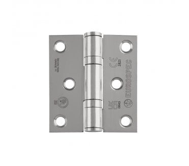 Eurospec HIN13225 76x67mm Ball Bearing Butt Hinges (Pair) - Polished Stainless Steel