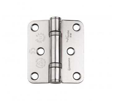 Eurospec HIN13225 76x67mm Ball Bearing Butt Hinges (Pair) - RADIUS - Polished Stainless Steel