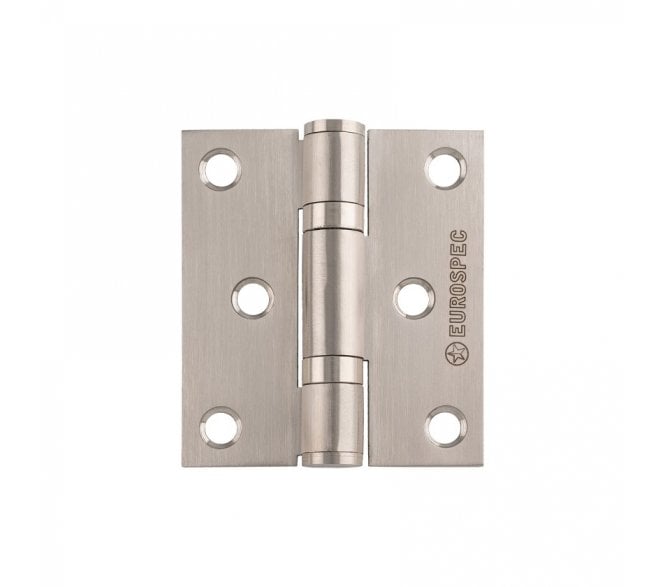 Eurospec HIN13225 76x67mm Ball Bearing Butt Hinges (Pair) - Satin Stainless Steel