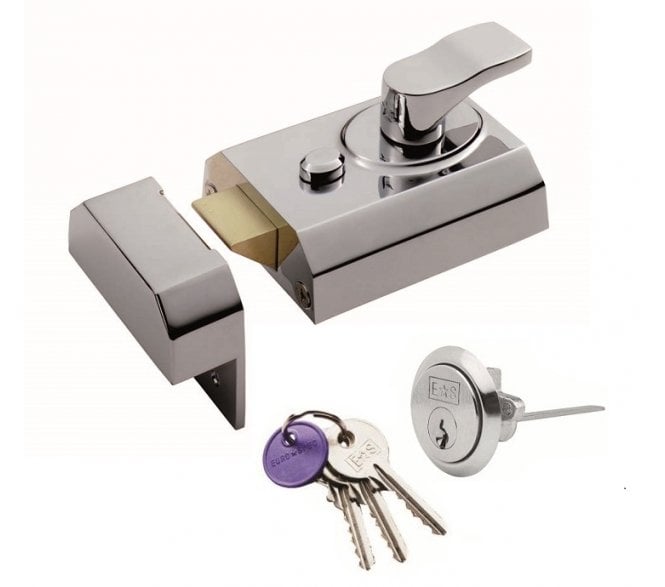 Eurospec RCN8260PC Rim Nightlatch - 90mm Wide - Polished Chrome