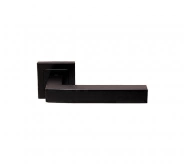 Eurospec SSL1401 Stainless Door Handle On Square Rose - Matt Black