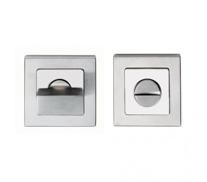 Eurospec SST1415 Square Bathroom Turn & Release - Satin/Polished Stainless