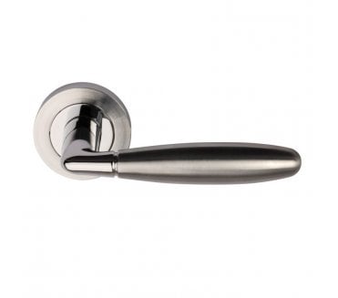 Excel Hardware 3590 Phoenix Door Handles On Round Rose - Satin Chrome/Polished Chrome