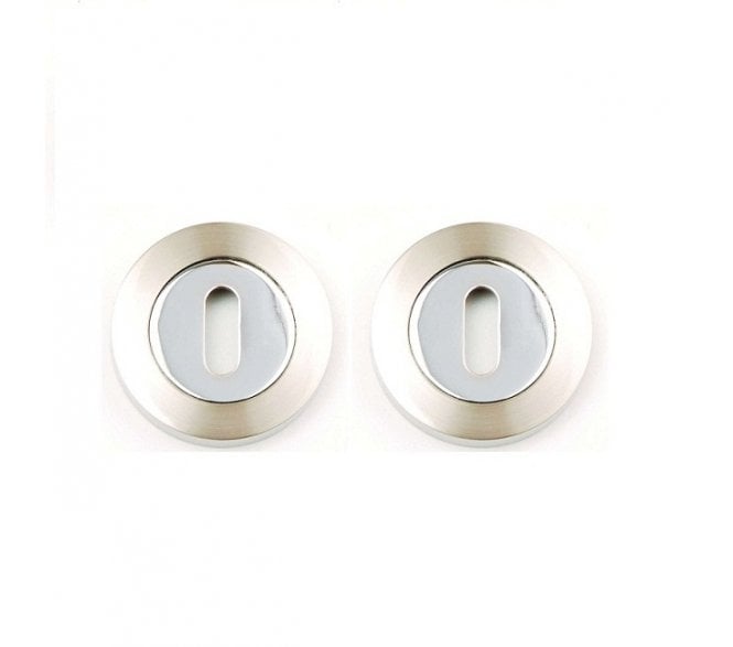 Excel Hardware 3621 Keyhole Escutcheons (Pair) - Polished Chrome/Satin Nickel