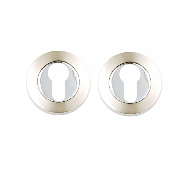 Excel Hardware 3623 Euro Profile Escutcheons (Pair) - Polished Chrome/Satin Nickel