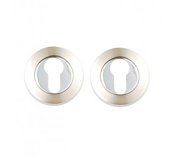 Excel Hardware 3623 Euro Profile Escutcheons (Pair) - Polished Chrome/Satin Nickel