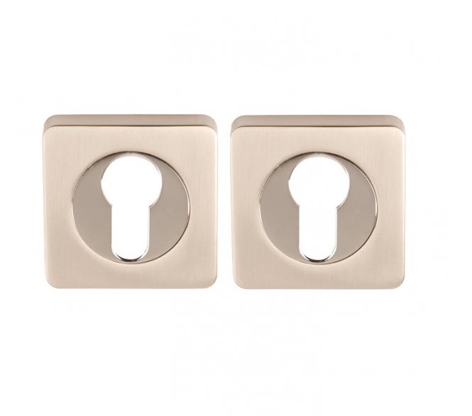 Excel Hardware 3623-SQ Euro Profile Escutcheons (Pair) - Polished Chrome/Satin Nickel