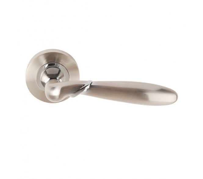 Excel Hardware 3625 Artemis Door Handle On Rose - Satin Nickel/Polished Chrome