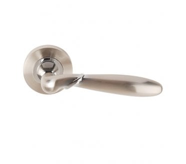 Excel Hardware 3625 Artemis Door Handle On Rose - Satin Nickel/Polished Chrome