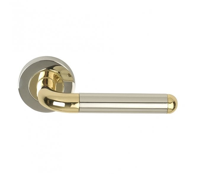 Excel Hardware 3630 Orbit Door Handle On Rose - Polished Chrome / Polished Brass