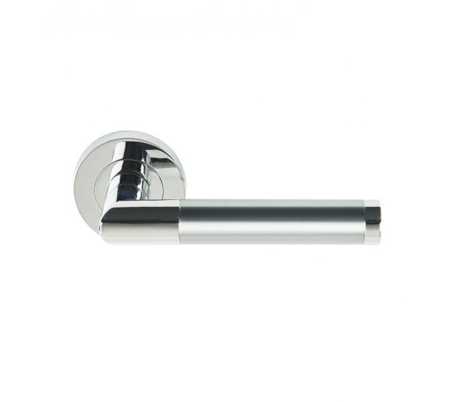 Excel Hardware 3675 Athena Door Handle On Rose - Satin Nickel/Polished Chrome