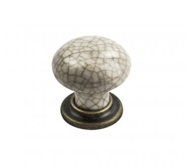 Fingertip Design FTD630 Porcelain Crackle Cabinet Knob - Antique Brass/Ivory Crackle, 35mm