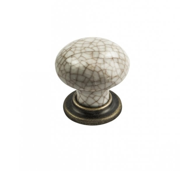 Fingertip Design FTD630 Porcelain Crackle Cabinet Knob - Bronze/Ivory Crackle, 35mm