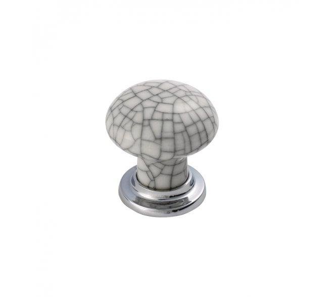 Fingertip Design FTD630 Porcelain Crackle Cabinet Knob - Polished Chrome/Midnight Crackle, 35mm