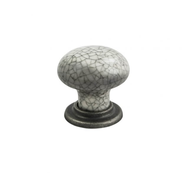 Fingertip Design FTD630ASMC Porcelain Crackle Cabinet Knob - Antique Steel/Midnight Crackle