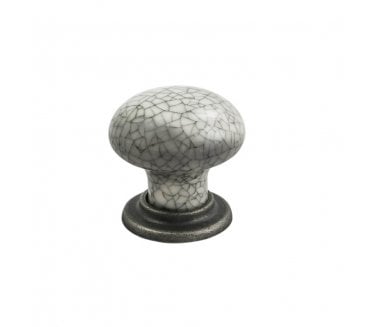 Fingertip Design FTD630ASMC Porcelain Crackle Cabinet Knob - Antique Steel/Midnight Crackle