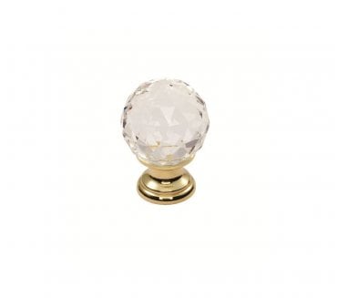 Fingertip Design FTD670 Faceted Lead Crystal Cabinet Knobs - Polished Brass