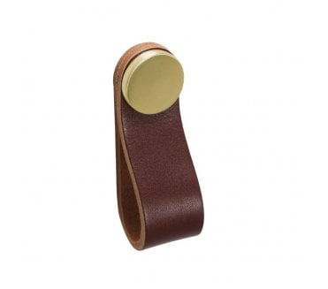 Flexa Leather Loop Cabinet Pull 70x22mm - Dark Brown/Brass