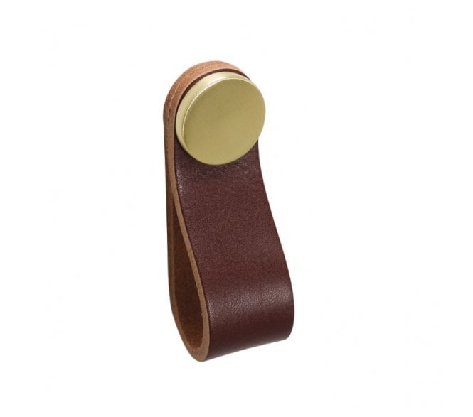 Flexa Leather Loop Cabinet Pull 70x22mm - Tan Brown/Black