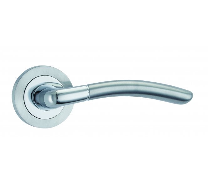 Fortessa Amalfi Door Handle On Rose - Satin Chrome/Polished Chrome