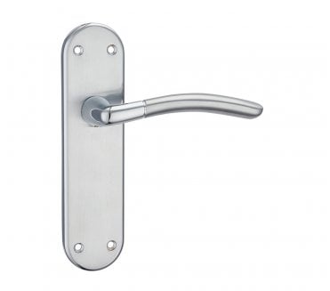 Fortessa Amalfi Door Handles On Backplate - Satin Chrome/Polished Chrome