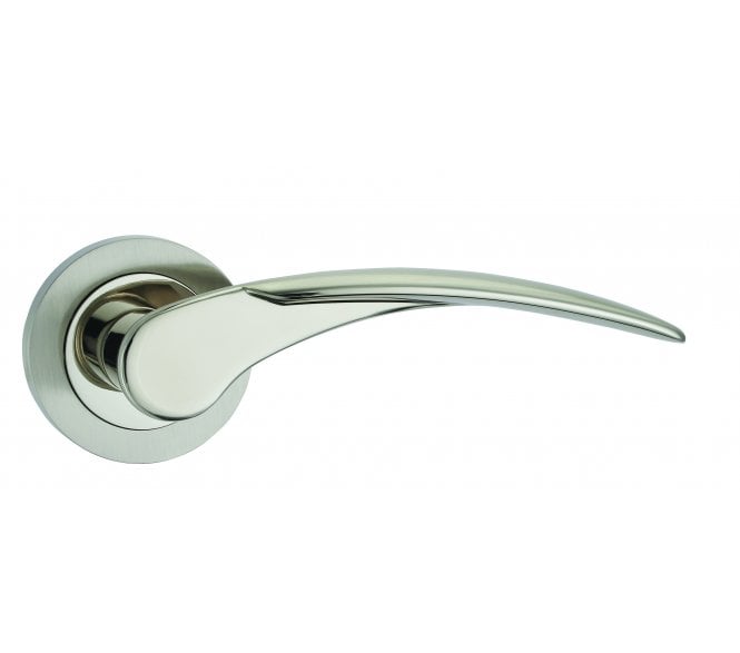 Fortessa Apollo Door Handle On Rose - Satin Nickel/Polished Nickel