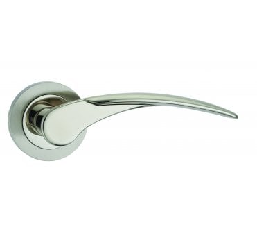 Fortessa Apollo Door Handle On Rose - Satin Nickel/Polished Nickel