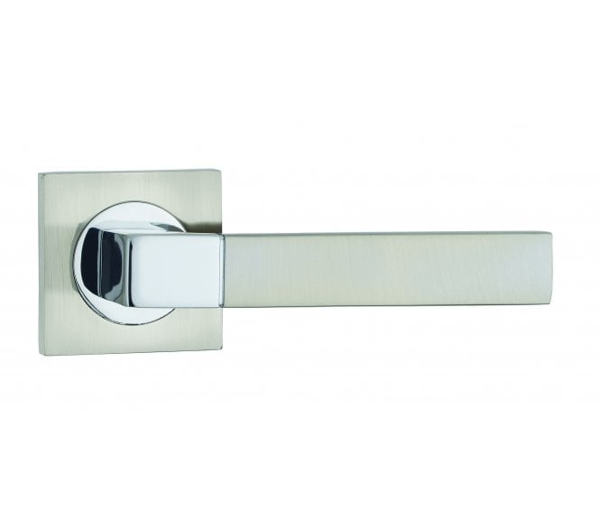 Fortessa Ares Satin Nickel/Polished Chrome Door Handle On Square Rose