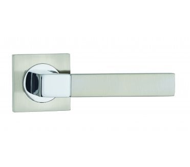 Fortessa Ares Satin Nickel/Polished Chrome Door Handle On Square Rose