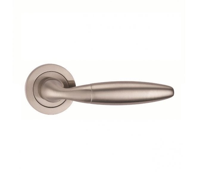 Fortessa Bulbus Door Handle On Rose - Satin Nickel